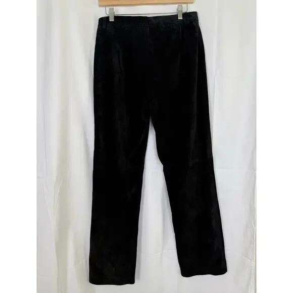 Nine West 100% Suede Leather Pants Size 10 Vintage Black High Waist Straight - Picture 5 of 9